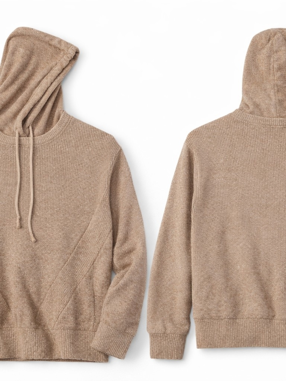 Women’s Taupe Chenille Ribbed Knit Pullover Hoodie
